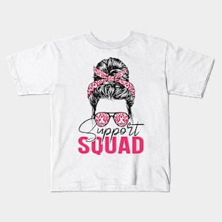 Messy Bun Support Squad Breast Cancer Awareness Kids T-Shirt